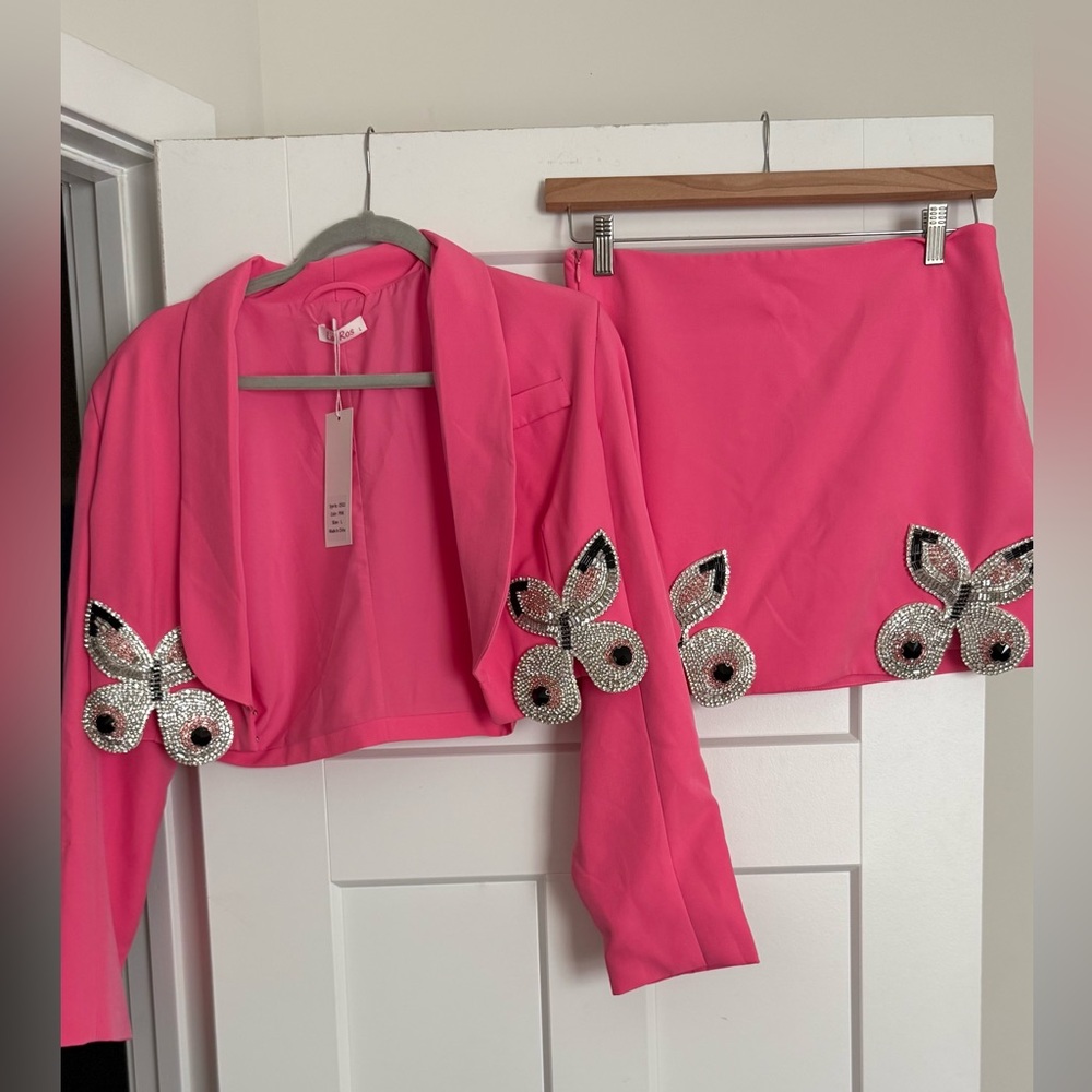 Pink Embroidered 2 piece set